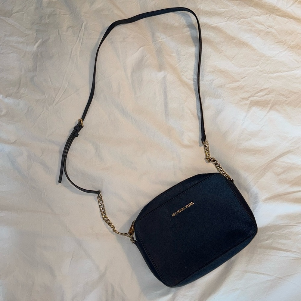 Michael Kors blue Jet Set Large Leather Crossbody